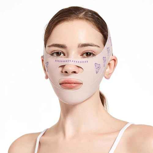Beauty Face Sculpting Sleep Mask, Double Chin Reducer,V Shaped Slimming Face Mask, Reusable Facial Shaped UP Lift Mask- Anti-Aging and Anti-Wrinkle Band (Pink B)