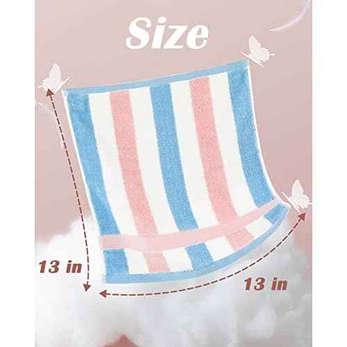 Jacquotha Cotton 12 Pack Striped Washcloths, 13 x 13 Inches, 3 Colors - Face and Body Cleansing Towels