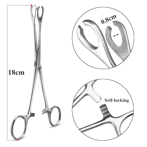 Professional Body Piercing Plier, Body Piercing Pliers Tool, Ear Lip Navel Nose Tongue Septum Sponge Forceps Clamp, 316L Stainless Steel Piercing Plier