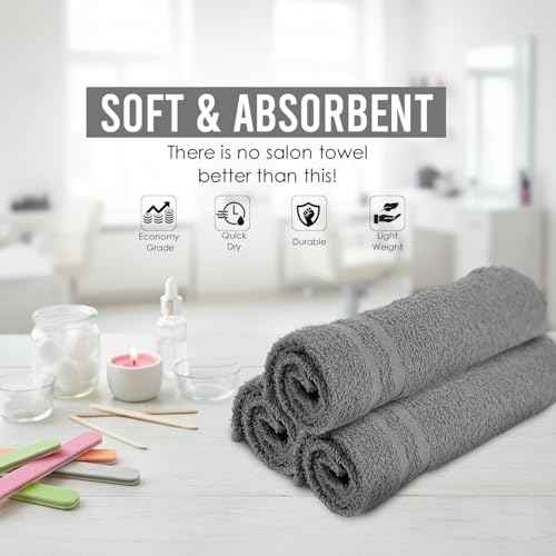 24 Pack Dark Grey Hand Towels 100% Cotton Spa Towel ? 16x27 inches Highly Absorbable Facial Towels Gym, Hair, Face, Bulk Small Towels (Not Bleach Proof)