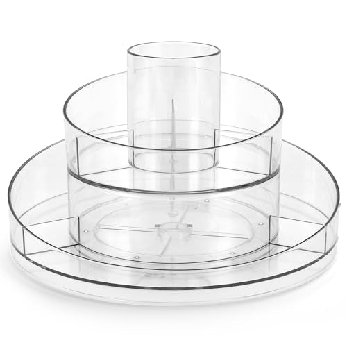 360¡Æ Rotating Makeup Organizer - Cosmetic Skincare Organizers Wish Brush Holder, Large Capacity Cosmetic Display Case for Vanity, Bathroom Countertop (Clear)