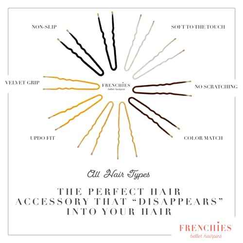 Frenchies French Twist Hair Pin, Ultra Flocked Extra Soft French Hair Pins for Women, Wedding, Updo Extensions, or Wig, 20 Count, Brown