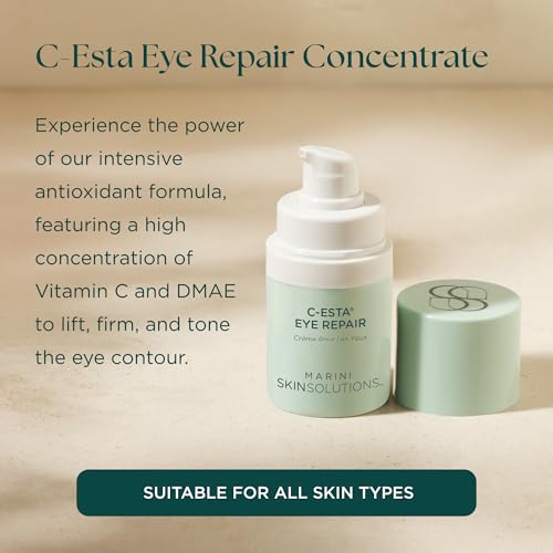 C-ESTA Eye Repair - Vitamin C Eye Cream with DMAE & Hyaluronic Acid - All Skin Types - Made in the USA - 0.5 oz