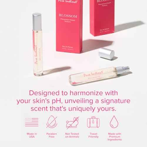 Pure Instinct BLOSSOM The Original Pheromone Infused Essential Oil Perfume Cologne - For Her Women - TSA Ready (Spray Bottle 0.31 Fl. Oz./9.2mL)