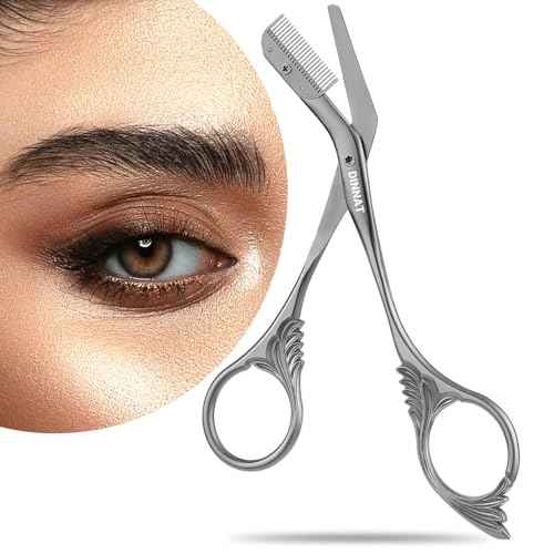 Eyebrow Trimmer Scissor With Comb, Eyebrow Trimmers, Professional Precision Eyebrow Trimmer, Stainless Steel Eyebrow Trimmer Scissors with Combs, A Must-have Makeup Tool (Dark Grey)