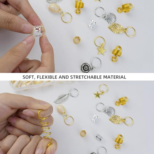 220Pcs Hair Beads Jewelry Braid Accessories Hair Clips Dreadlocks Braiding Accessories Braid Cuffs Metal Hair Coils Rings Women Braid Butterfly Hair Jewelry Gold Hair Jewels Pendants Charms Decoration