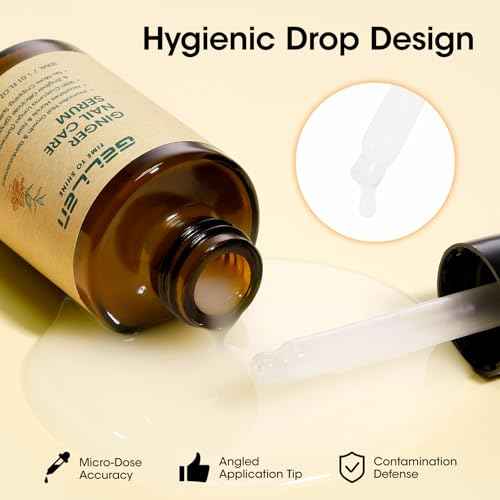 Gellen 30ml Ginger Nail Growth Serum for Nail Strengthener and Growth, Nail Repair Treatment for Weak Brittle Splitting Damaged Nails, Hydrated & Nourished Nail Care Solution for Hands & Feet
