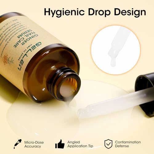 Gellen 30ml Ginger Nail Growth Serum for Nail Strengthener and Growth, Nail Repair Treatment for Weak Brittle Splitting Damaged Nails, Hydrated & Nourished Nail Care Solution for Hands & Feet