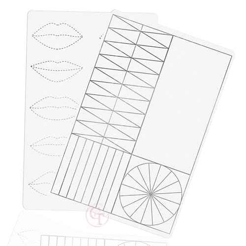 2PCS Doulbe Sides Silicone Practice Skin 1.5mm Thickness Permanent Makeup Tattoo Practice Pad for Eyebrow/Lip Practice (White Pad+Silver Line)