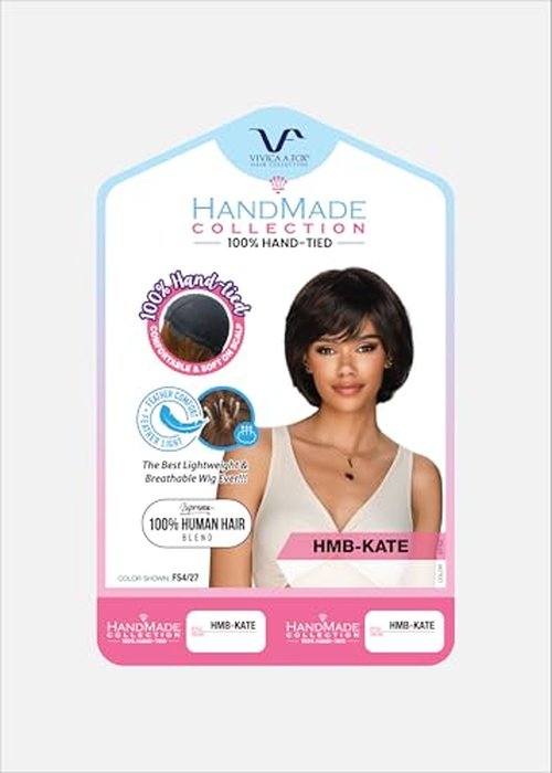 Vivica A. Fox HMB-KATE, Handmade & Hand-tied Wig, Supreme Human Hair Blend, Color P4/27/30