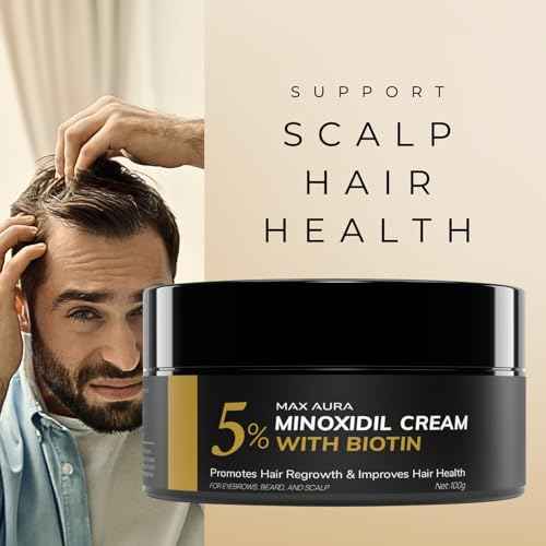 MAX AURA Minoxidil Cream with Biotin - 5% Extra Strength - Treatment for Thinning Hair and Hair Loss for Men - Hair Loss Treatment, Minoxidil Topical Solution For Thicker Fuller Hair