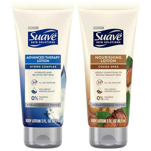 Suave Lotion Variety Pack ? Advanced Therapy Hydro Complex & Nourishing Lotion Cocoa Shea, Moisture-Rich Body Lotion for Extremely Dry Skin, 3 Oz Ea (2 Piece Set)