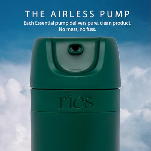 Refillable Toiletry Travel Bottles ? Set of 5 (3.4oz & 1.7oz) Airless Pump Containers for Shampoo, Conditioner, Body, Face ? Leak-Proof, TSA-Approved, Dishwasher Safe- Escapade Green with Gift Box