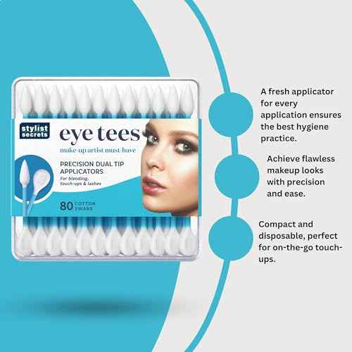 Fran Wilson EYE TEES COTTON TIPS 80 Count (2 PACK) - Precision Makeup Applicator, Double-sided Swabs with Pointed and Rounded Ends for Perfect Blending, Effective Cleaning and Precise Touch-ups