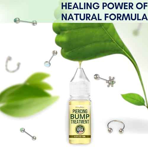 BodyJ4You Piercing Keloid Bump Removal - Natural Oil Piercing Bump Treatment - Nose Septum Belly Ear Cleaner Soothing Skin Recovery Solution - Safe Care Piercing Reduce Appearance Scars - 0.33 Fl Oz