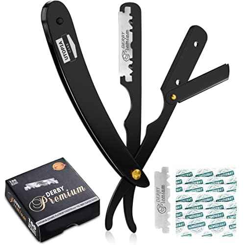 Utopia Care Professional Straight Razor for Men, Barber Straight Edge Razor Safety with 100 Pack Blades, Black