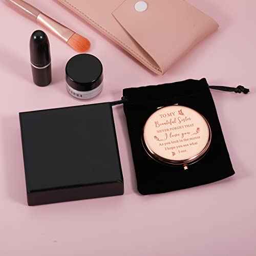 Sister Birthday Compact Mirror Gift Best Sister Gifts from Friend Sister Brother Classmate Makeup Mirror for Women Her Friendship Gift Wedding Valentines Day Graduation Thanksgiving Christmas