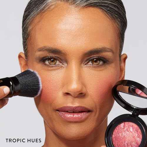 LAURA GELLER NEW YORK Daily Routine Kit (4 PC): Baked Balance-n-Brighten Foundation, Medium + Retractable Kabuki Brush + Blush-N-Brighten, Tropic Hues + Original Baked Highlighter, French Vanilla