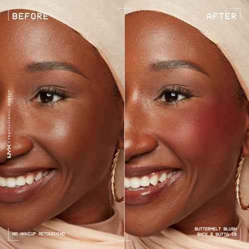 NYX PROFESSIONAL MAKEUP Buttermelt Powder Blush, Fade and Transfer-Resistant Blush, Up to 12HR Make Up Wear, Vegan Formula - Back And Butta