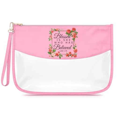 Christian Makeup Bag Religious Gift for Women Religious Faith Gifts Christian Gifts for Women Faith Scripture Bible Verse Clear Cosmetic Bag Zipper Travel Pouch Birthday Christmas for Her