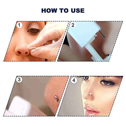 GCHSSS 2 Pack Nose Piercing Kit, Disposable Safe Sterile Piercing Unit For Self Nose Piercing Gun, Nose Stud Tool with Free 10 Nose Rings (White+Black)