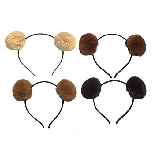 Headband Bear Ears Soft Ball Hairband Headwear Halloween Costume for Girls Women