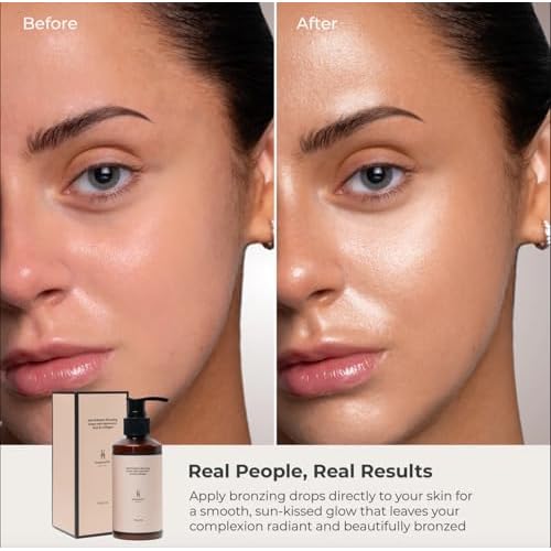 VivienneHu Bronzing Drops, 150g/5.3oz, with Hyaluronic Acid & Collagen, Vegan & Cruelty-Free, Liquid Bronzer, Creates A Sun-Kissed Glow, Pure Gold, Clean Clinical Skincare, Dermatologist-Tested