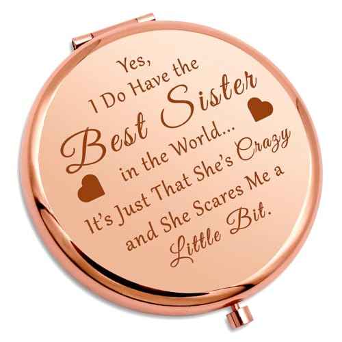 Sister Friendship Gifts Best Sister Ever Compact Mirror for Woman Girls Bestie Bff Christmas Appreciation Friendship Present Funny Birthday Wedding Graduation Present Ideas Folding Makeup Mirror