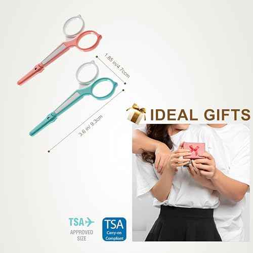 PAFASON High Precision Eyebrow Grooming Scissor Set, Beauty Makeup Cosmetic Tool, Curved, Straight Tip, Stainless Steel, Safety Case for Trimming Eyelash Extensions