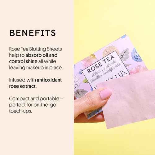 Winky Lux Rose Tea Oil Blotting Sheets ? Shine Control Blotting Papers in Travel Compact, Instantly Absorb Oil & Reduce Shine Without Disturbing Makeup