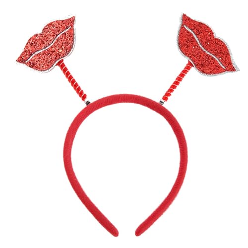 Red Lips Valentine¡®s Day Sequin Headbands Christmas Headbands for Girls Feather Red Glitter Lips Head for Women Girls Party Gift Valentines Decor Headwear (Red)