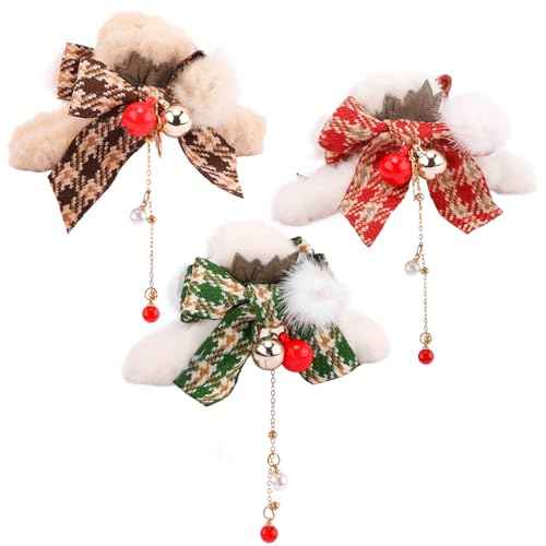 3Pcs Christmas Hair Claw Clips for Women Girls, Holiday Fluffy Claw Clips for Christmas Hair Accessories Outfit Gifts