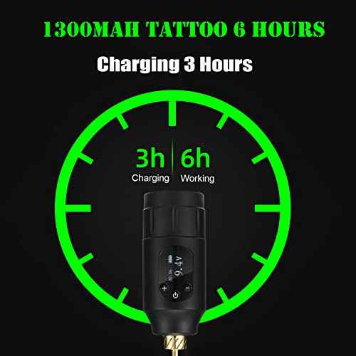 1300mAh OLED Tattoo Battery Power Supply for Rotary Tattoo Machine Portable Rechargeable Coreless Motor for Tattoo Pen Machine (OLED-Black)