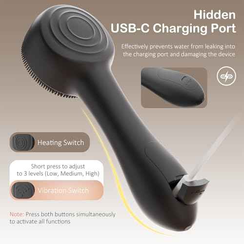Facial Cleansing Brush Silicone Face Scrubber Waterproof Rechargeable Exfoliator Massage Device for Men & Women, Deep Pore Cleansing, Exfoliating, Removing Blackhead Electric Face Scrub Brush (Black)