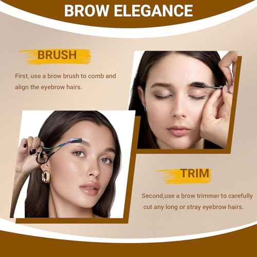 2 in 1 Eyebrow Scissors with Comb and Brush ? Professional Stainless Steel Trimmer for Women and Men, Precision Beauty Grooming Tool for Shaping and Makeup Prep