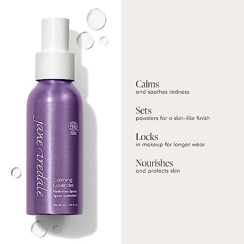 jane iredale Calming Lavender Hydration Spray, Natural Moisture-Locking Facial Mist Soothes Redness & Sets Makeup for a Natural Finish, Vegan, Gluten-Free