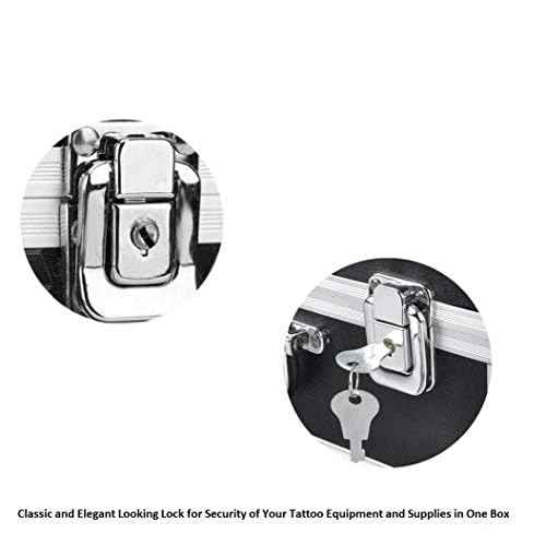 One Tattoo World Tattoo Kit Box Tattoo Machine Case Box 12.6" x 9.5" x 5.1" with Lock Key Storage Case with Sponge and pre-Cut dividers to sort Different Tattoo Equipment and Supplies in one Box