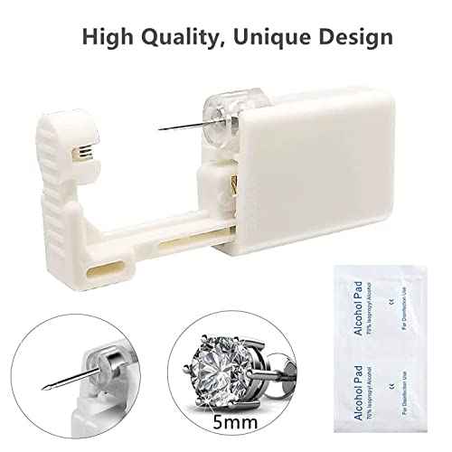 Ear Piercing Kit - 4 Pack Disposable Self Piercing Gun with 5mm Silver Earring Studs