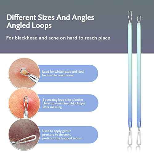 Blackhead Remover Tools MENOLY 10Pcs Pimple Popper Tool Kit, Blackhead Remover Extractor Tools, Acne Kit for Blackhead,Blemish,Zit Whitehead and Comedone Extractor Tool with Leather Bag