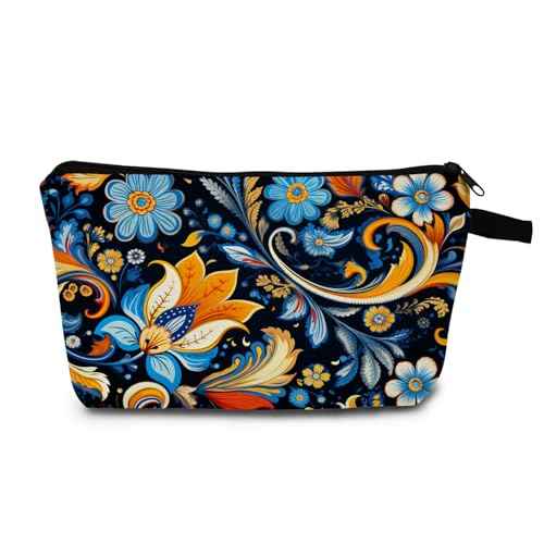 Colorful Flower Print Women Cosmetic Bag Floral Print Makeup Bag Great Ideal Gift for Birthday Presents and Festival Celebrations Floral Gift for Sister