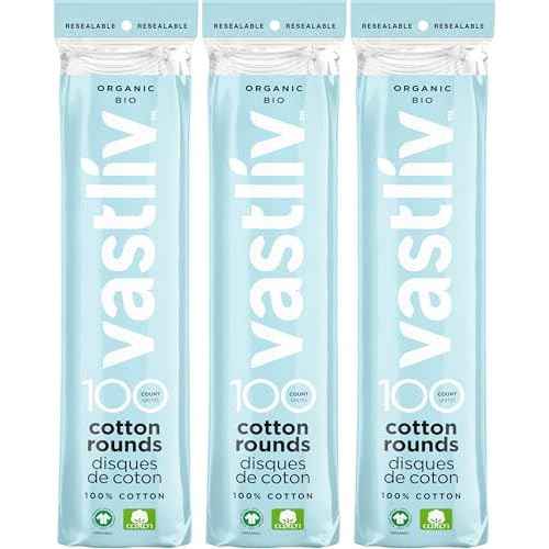 Organic Cotton Rounds (300 Count) Makeup Remover Pads, Hypoallergenic, Lint-Free | 100% Pure Cotton