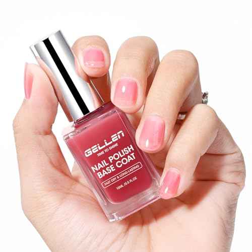GELLEN 4?in?1 Clear Nail Polish Base Coat Sheer Tinted Red, Ridge Filler, Nail Strengthener & Concealer, Calcium Formula Strengthen Nails, Natural Color Enhance Natural Look, HEMA Free, Anti Yellow