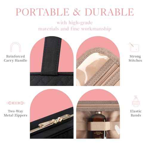 HOTOR Travel Toiletry Bag - Hanging Toiletry Bag for Women & Men, Makeup Bag/Big Comparment, Waterproof for Travel Accessories, Travel Essentials, Medium, Black