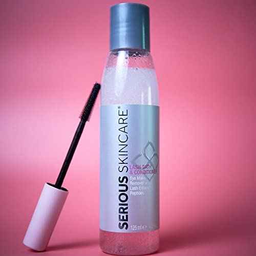 Serious Skincare Lash Bath & Conditioner - Double Action Eye Makeup Remover - Oil Free - Enhancing Peptides Promotes Eyelash Growth - Clover Flower - Effortlessly Removes Waterproof Mascara - 4 oz.
