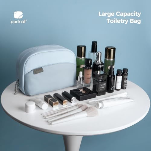 pack all Travel Toiletry Bag, Multi-Compartment Cosmetic Bag, Water-Resistant Makeup Bag for Toiletries, Accessories (Glacier Blue)