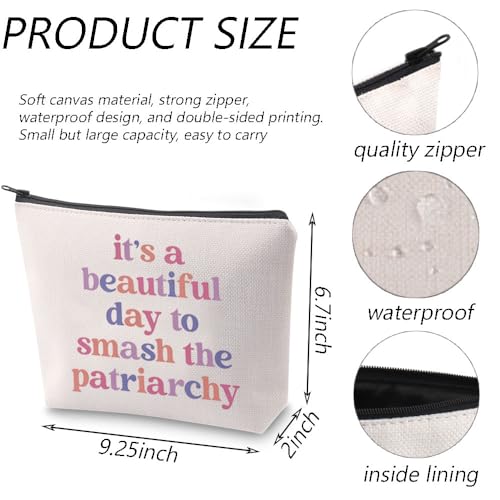 TGBJE Feminist Gift Feminism Girl Power Makeup Bag Equality Gift It's A Beautiful Day To Smash The Patriarchy Zipper Pouch (Smash Patriarchy bag)