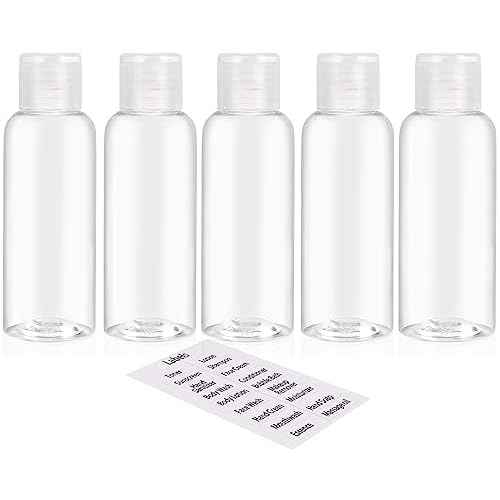 5 Pack 3.4oz Empty Plastic Travel Bottles for Toiletries TSA Approved Leak Proof Squeezable Travel Size Containers Travel Essentials Accessories, clear