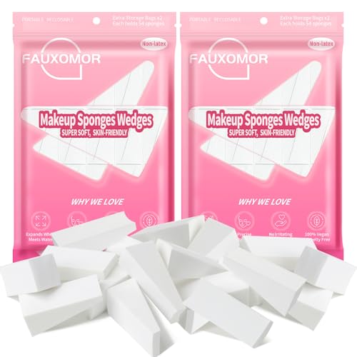 216 Pcs New Makeup Sponges Wedges for Face Foundation, Latex-Free Triangle Cosmetic Make Up Sponge for Flawless Application and Blending, Beauty Blender for All Skin Types with Four Pouches