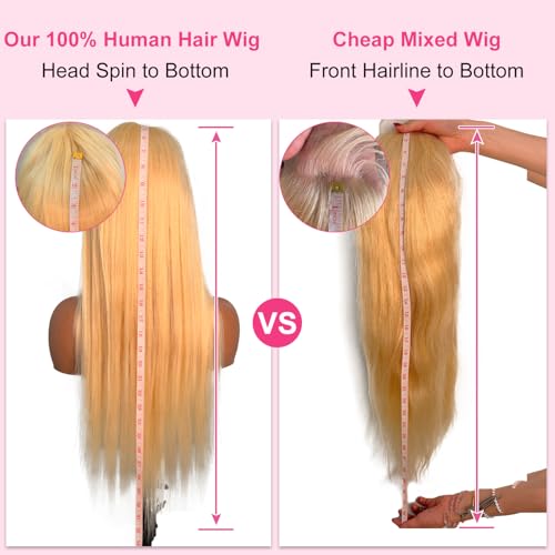 613 13x6 Lace Front Wig Human Hair 200% Density 22 Inch 613 HD Lace Frontal Wig with Baby Hair Straight Blonde Lace Front Wigs Pre Plucked