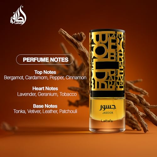 Lattafa Jasoor Eau De Parfum Spray for Men, 3.4 Ounce